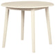 Solid Wood Round Dining Table with Hinged Drop Down Leaves, White
