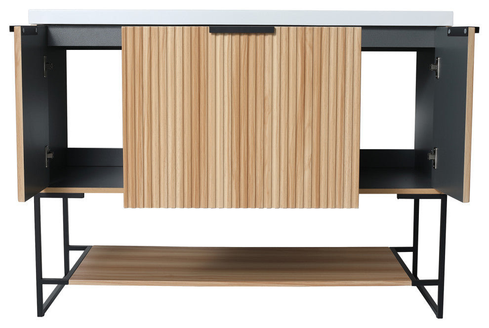 48 inch Maple Plywood Freestanding Bathroom Vanity Set with Doors and Drawer