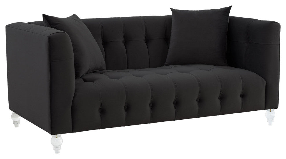 Bea Black Velvet Loveseat