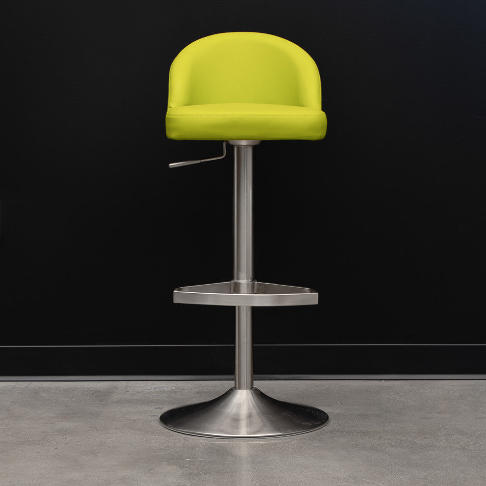 Mimi Adjustable Height Swivel Armless Barstool, Lime Green