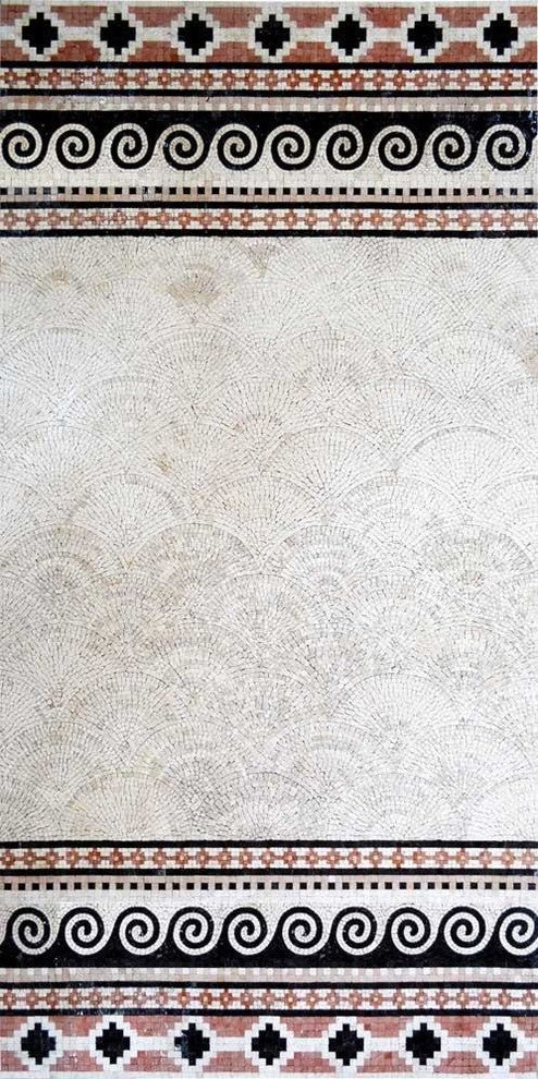 Roman Floor Mosaic, Scalia, 34"x69"
