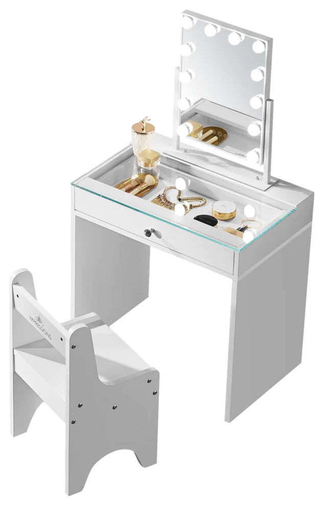 Slaystation Little Princess Vanity Table Set, White, Mirror