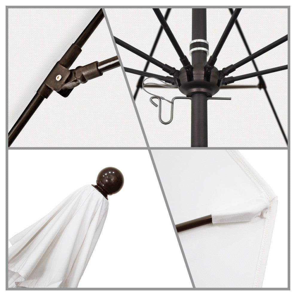 11' Fiberglass Umbrella Bronze, Olefin, White, 11'