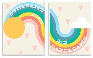 Rainbow Cloud Daydream Quote Heart Patten Design, 2pc, each 10 x 15