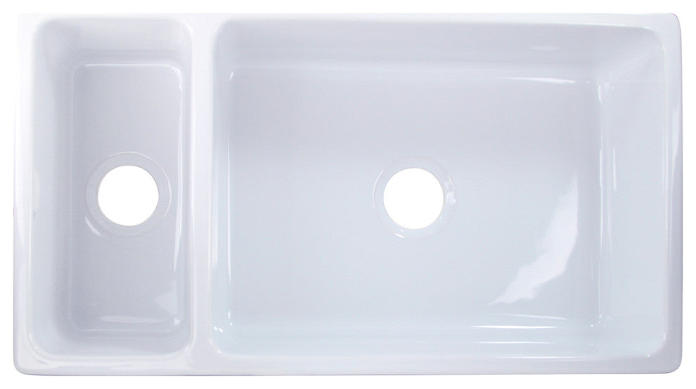 90/10 Reversible Double Bowl Italian Fireclay Farmhouse Sink