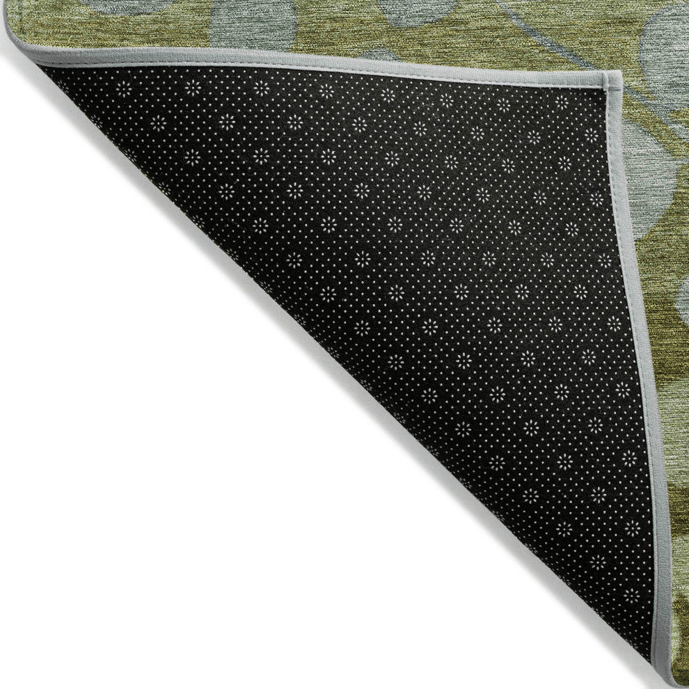 Machine Washable Indoor/Outdoor Chantille ACN1900 Olive 8' x 8' Round Rug