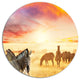 Cute Zebras Grazing In Grassland, Animal Large Disc Metal Wall Art, 36"
