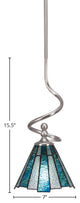 Capri 1-Light Mini Pendant with Hang Straight Swivel, Brushed Nickel/Sea Ice Art