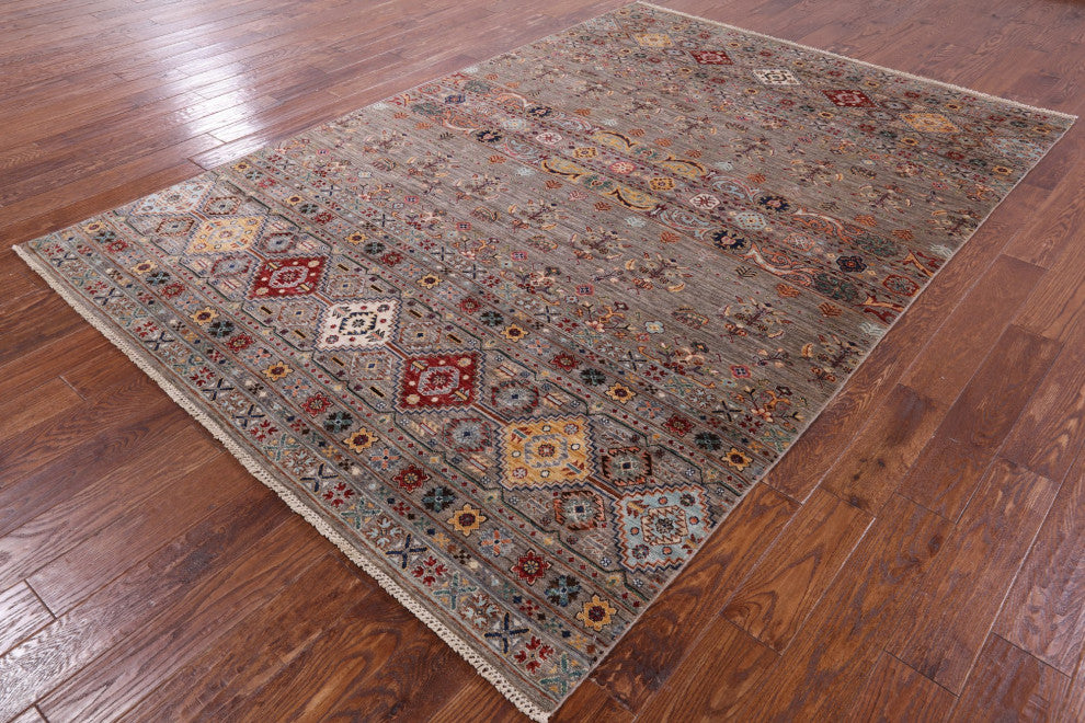 6' 8" X 9' 10" Handmade Tribal Khorjin Wool Rug Q7604