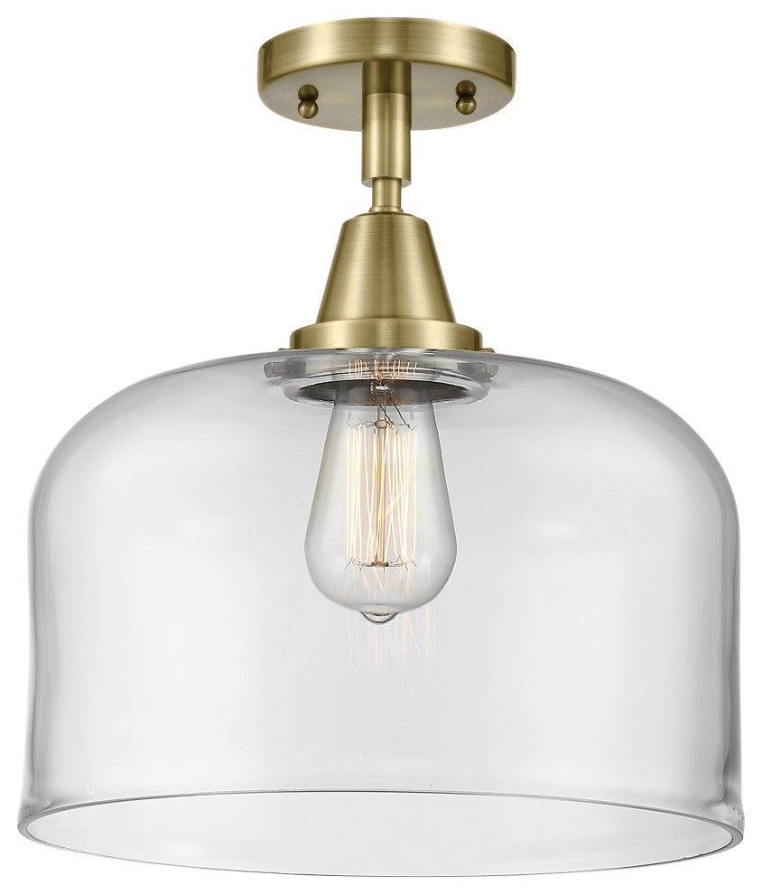 Caden X-Large Bell Flush Mount, Antique Brass, Clear
