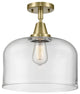 Caden X-Large Bell Flush Mount, Antique Brass, Clear