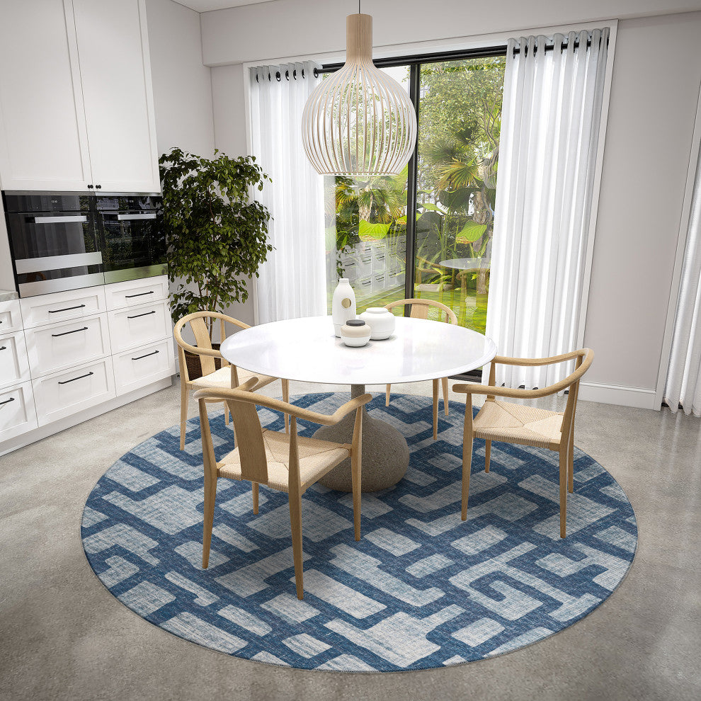 Indoor/Outdoor Sedona SN4 Storm Machine Washable 6' x 6' Round Rug