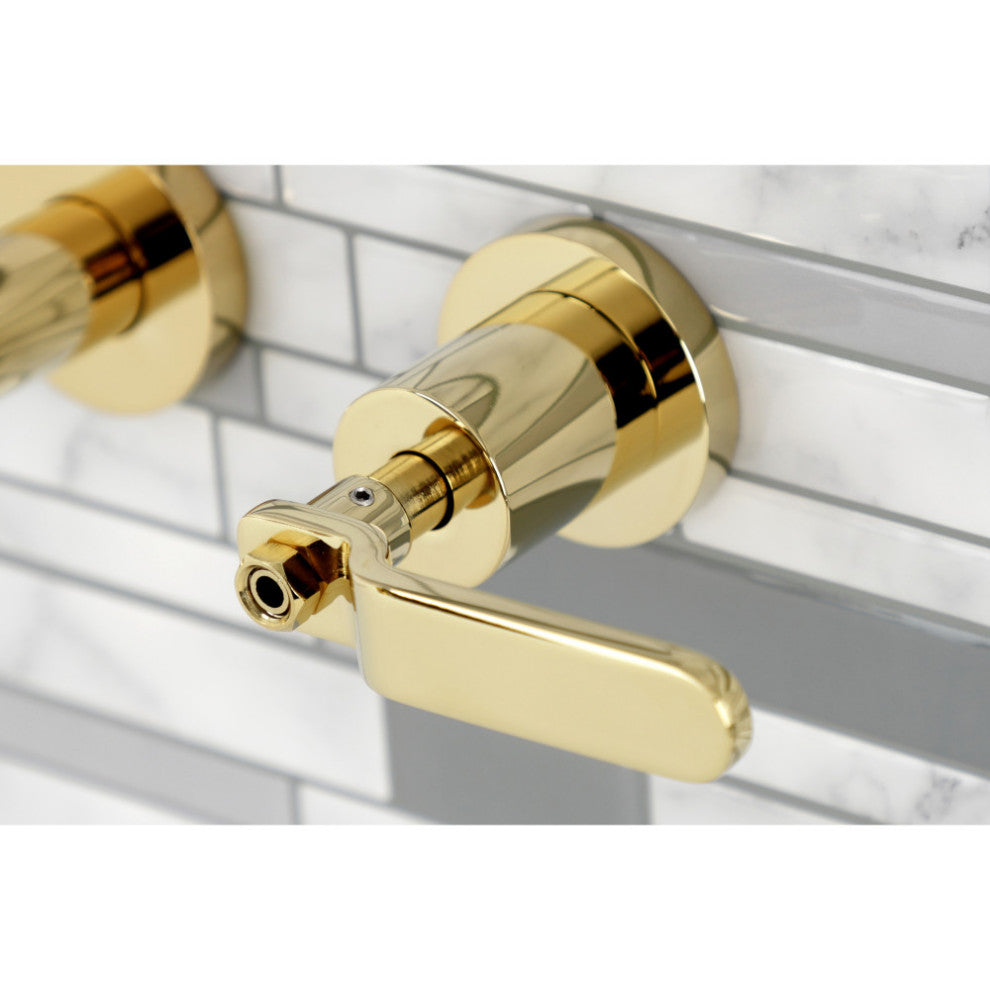 Kingston Brass KS8122KL Two-Handle Wall Mount Bathroom Faucet, Polished Brass