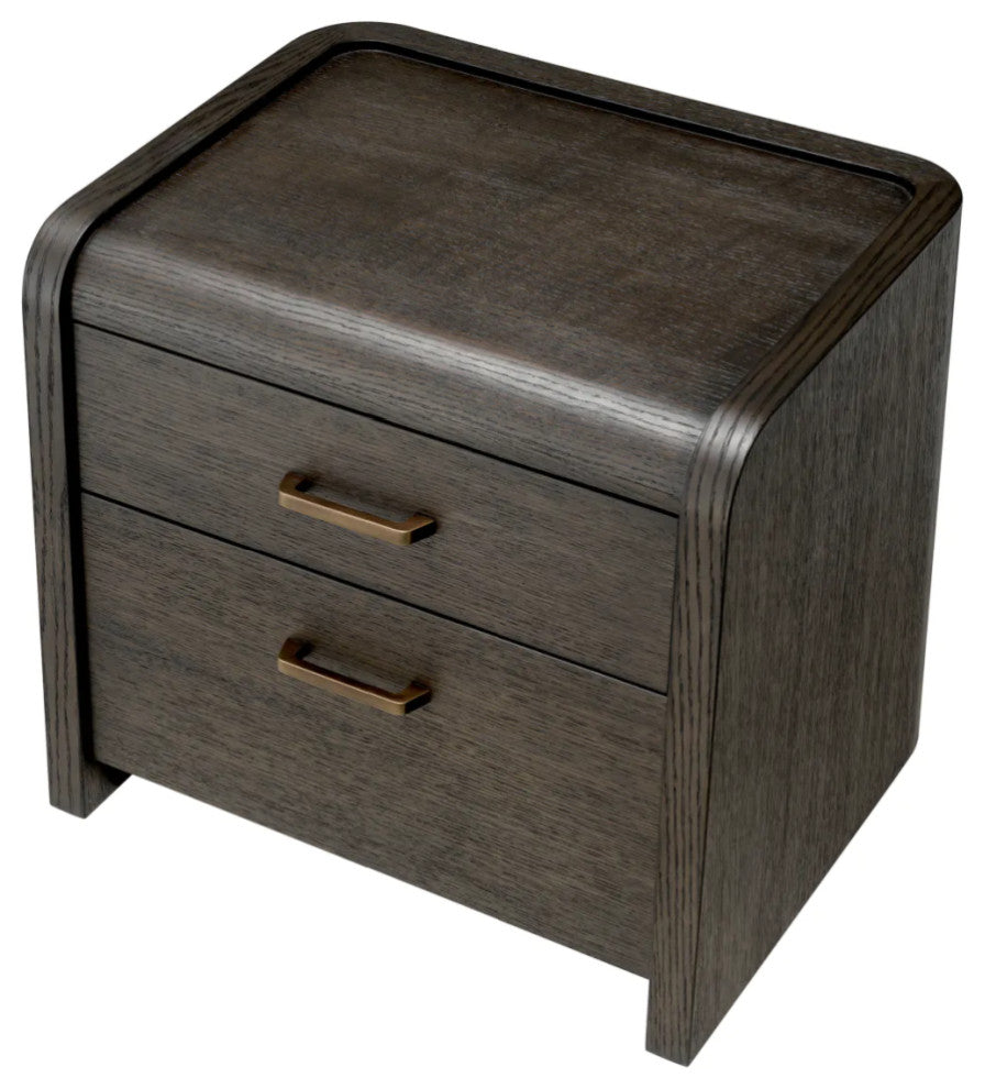 Oak 2-Drawer Nightstand, Eichholtz Joane, Black