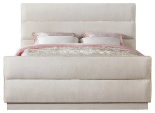 Paxton Chenille Fabric Upholstered Bed, Cream, King