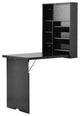 HomeRoots Sleek Black Finish Folding Murphey Style Desk With Shelves