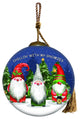 Casual Gnomes in Christmas Mode Hand Painted Mouth Blown Glass Ornament