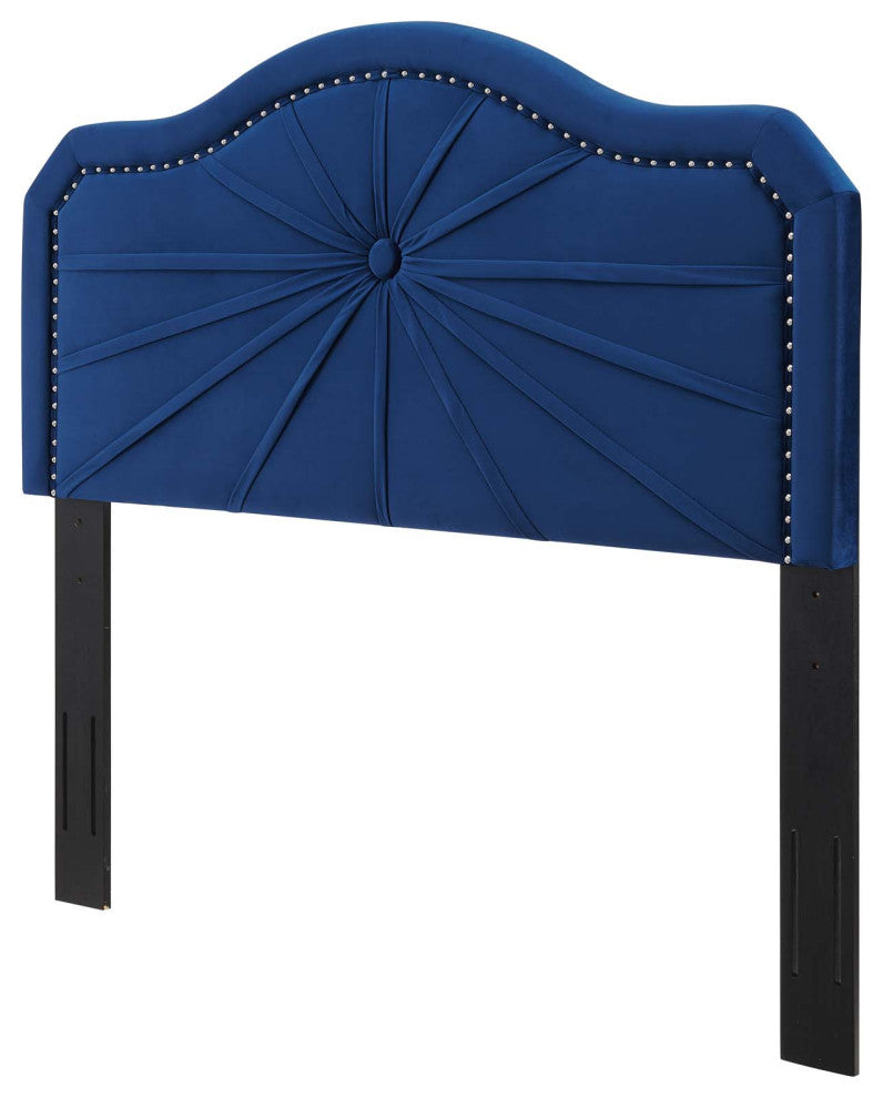 Headboard, Full Queen Size, Velvet, Blue Navy, Modern Contemporary, Bedroom