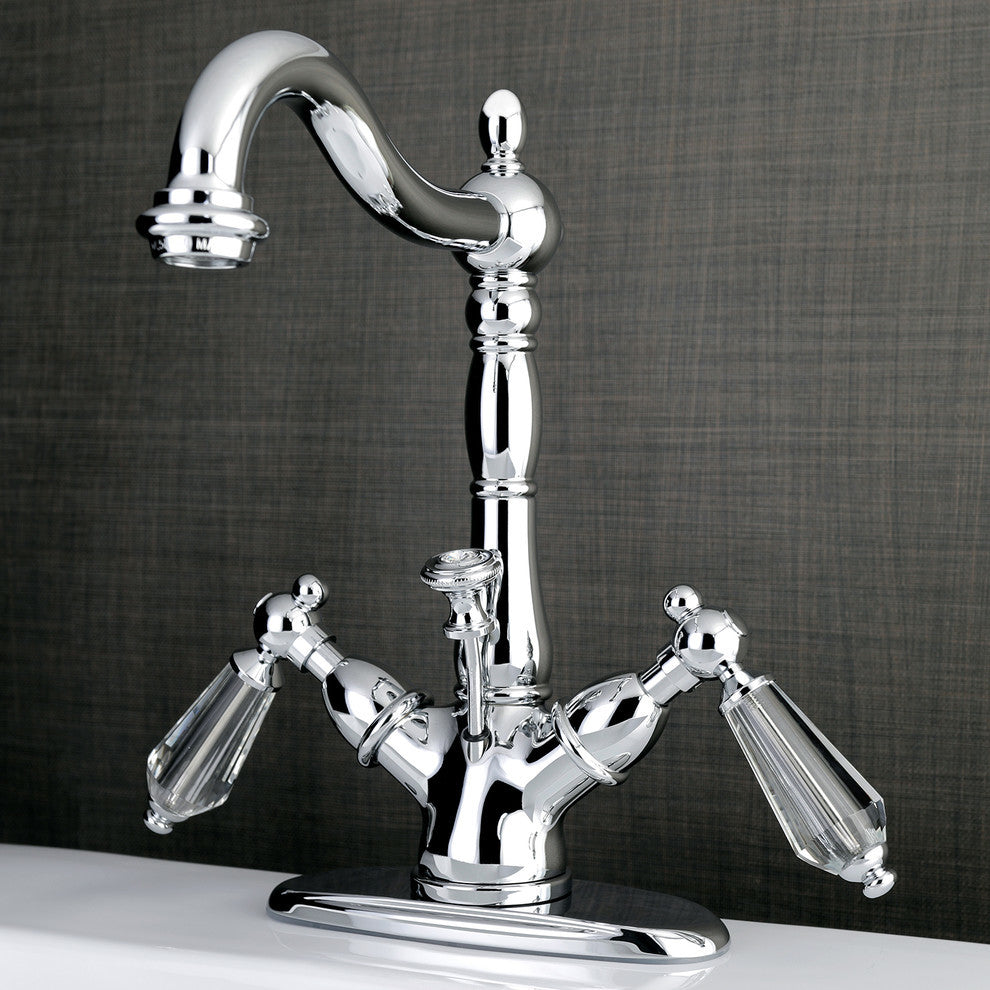 Kingston Brass Two-Handle Bathroom Faucet With Brass Pop-Up, Polished Chrome