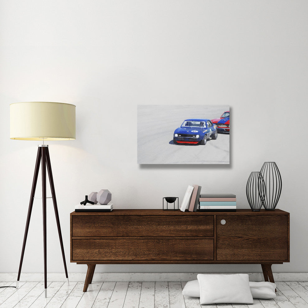 "Chevy Camaro on Race Track Watercolor" Fine Art Print