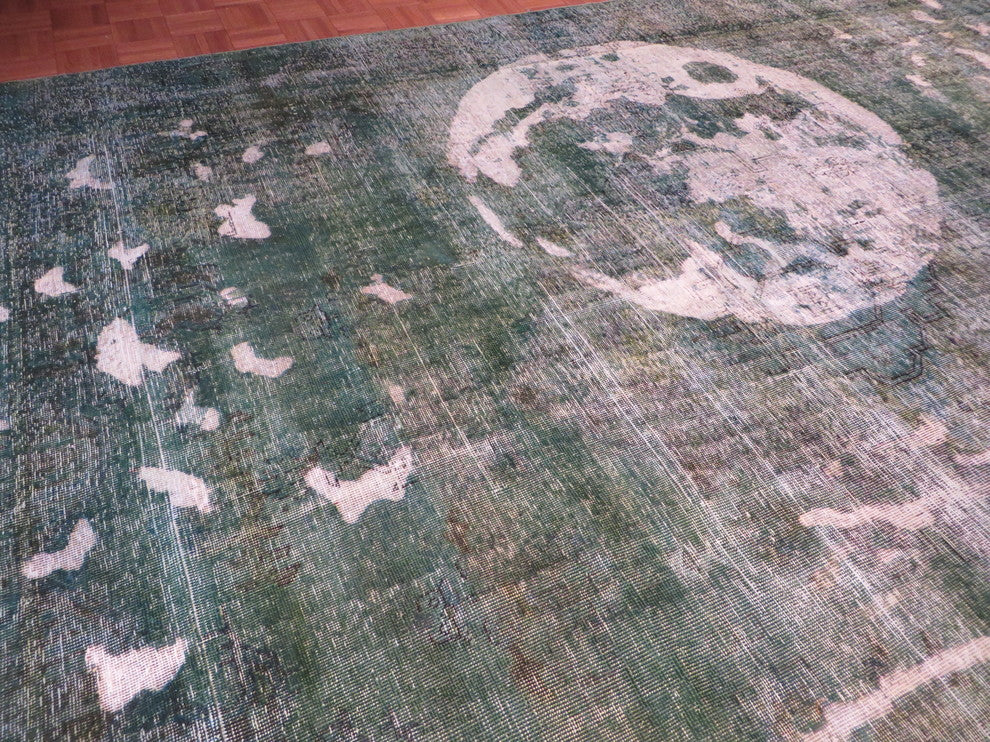 10x12 Hand Knotted Light Green Overdyed Moon Persian Oriental Rug