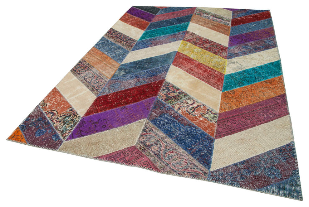 Rug N Carpet - Hand-Knotted Anatolian 6' 5" x 9' 10" Rustic Patchwork Area Rug