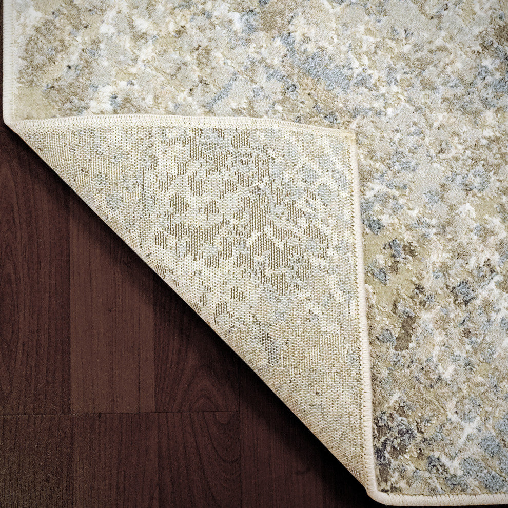 Chateau Beige and Blue Area Rug, 2'x3.5'