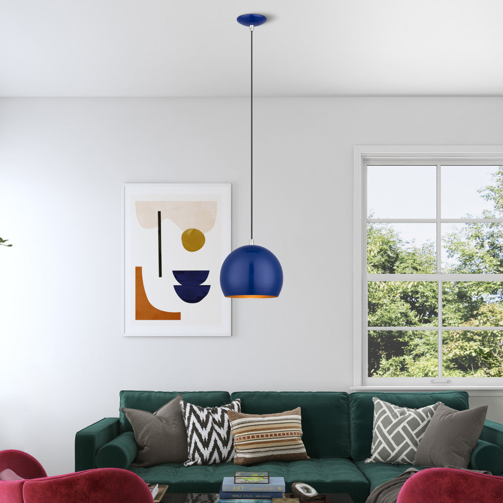 Piedmont 1-Light Shiny Cobalt Blue Globe Pendant