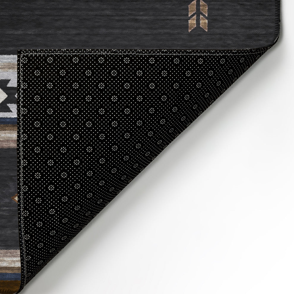 Indoor/Outdoor Phoenix PH4 Black Machine Washable 9' x 12' Rug
