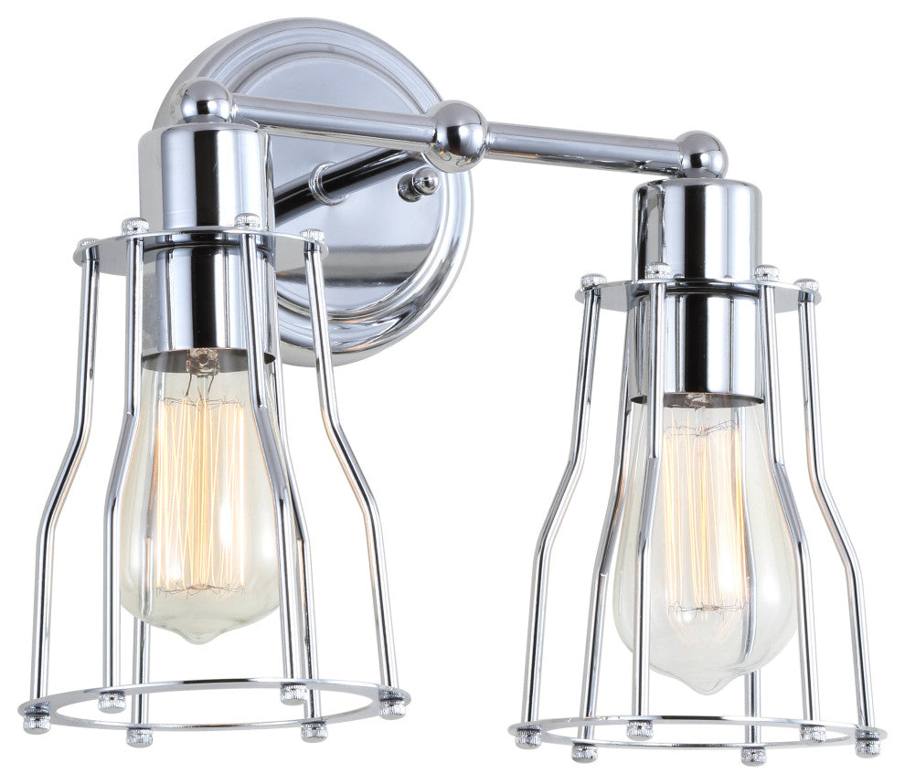 Evelyn Metal Vanity Light, Chrome, 2-Light