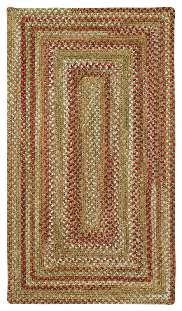 Manchester Concentric Braided Rectangle Rug, Sage Red Hues, 11'4"x14'4"