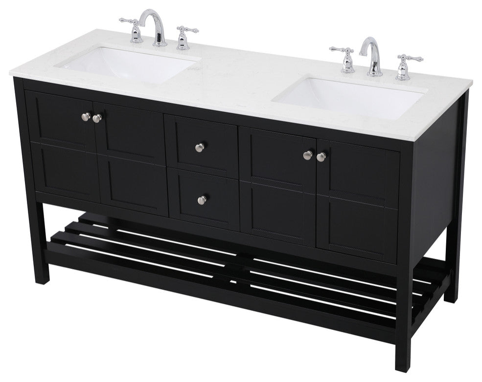 Tucker Black 60" Double Sink Bathroom Vanity