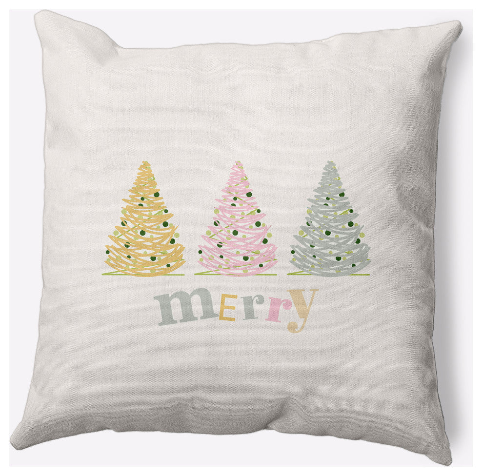 Merry Trees Decorative Throw Pillow, Multi-Soft, 18"x18"