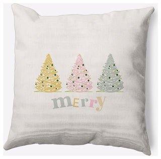 Merry Trees Decorative Throw Pillow, Multi-Soft, 18"x18"