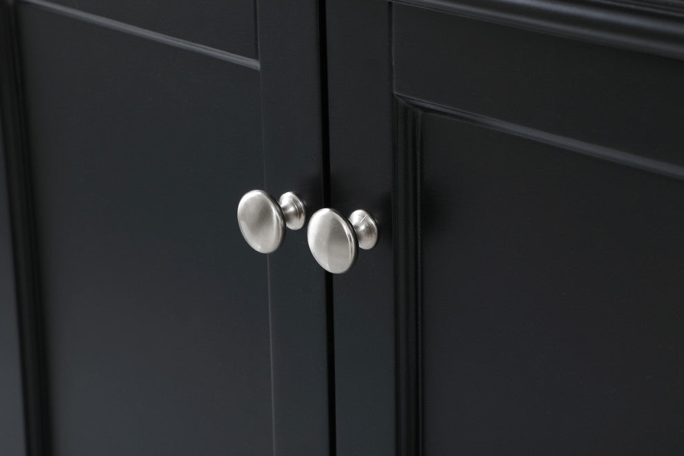 Home Living Vanity with Carrara White Marble Countertop, Black, 60", Single Sink