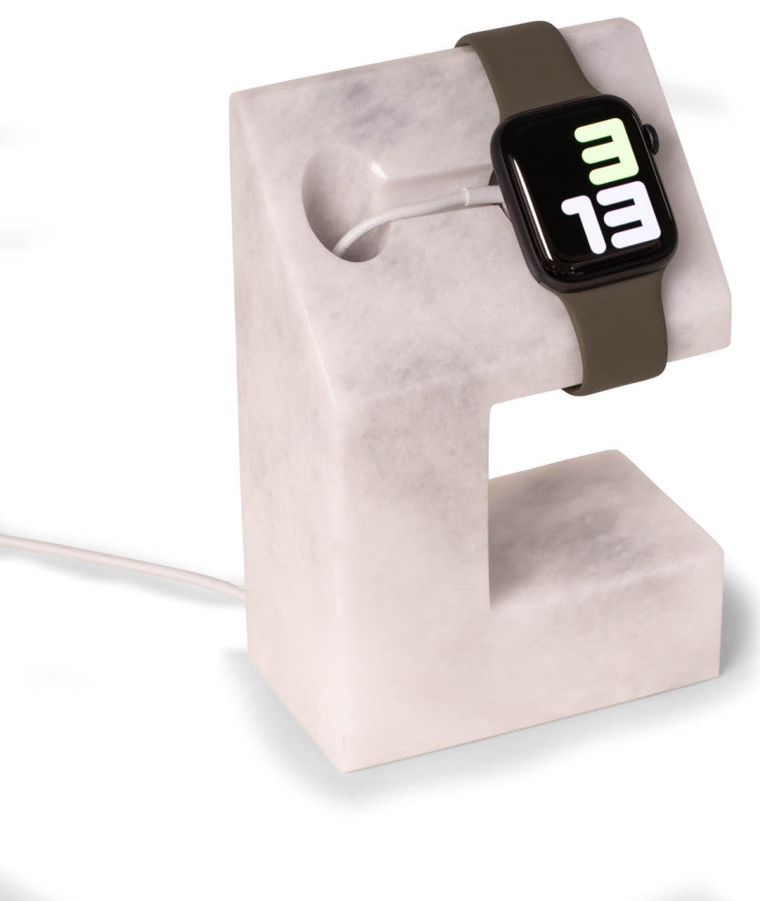 Hand Crafted Genuine White Marble iWatch Charging Stand
