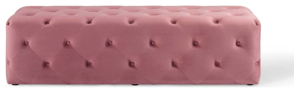 Anthem 60" Tufted Button Entryway Performance Velvet Bench Dusty Rose