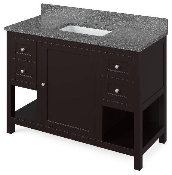 Astoria Transitional 48" Espresso Vanity, Boulder Cultured Marble Vanity Top