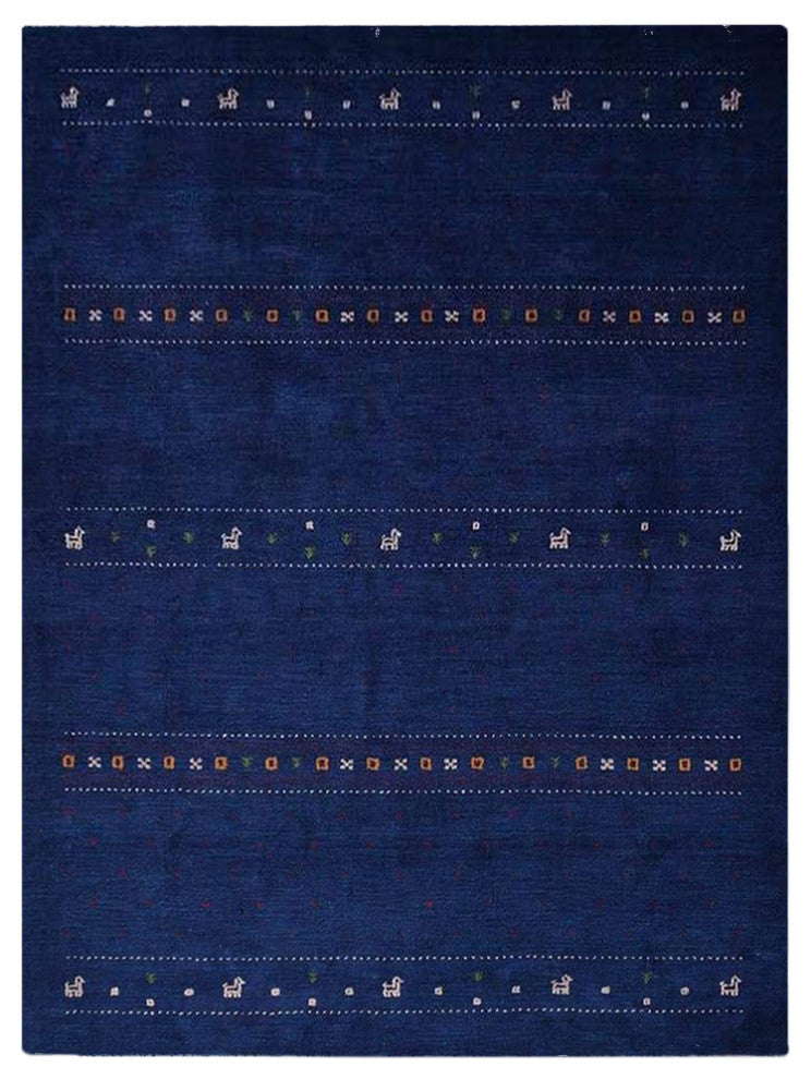 HAND KNOTTED LOOM SILK ECO-FRIENDLY AREA RUGS-Rectangle,Dark Blue,Contemporary