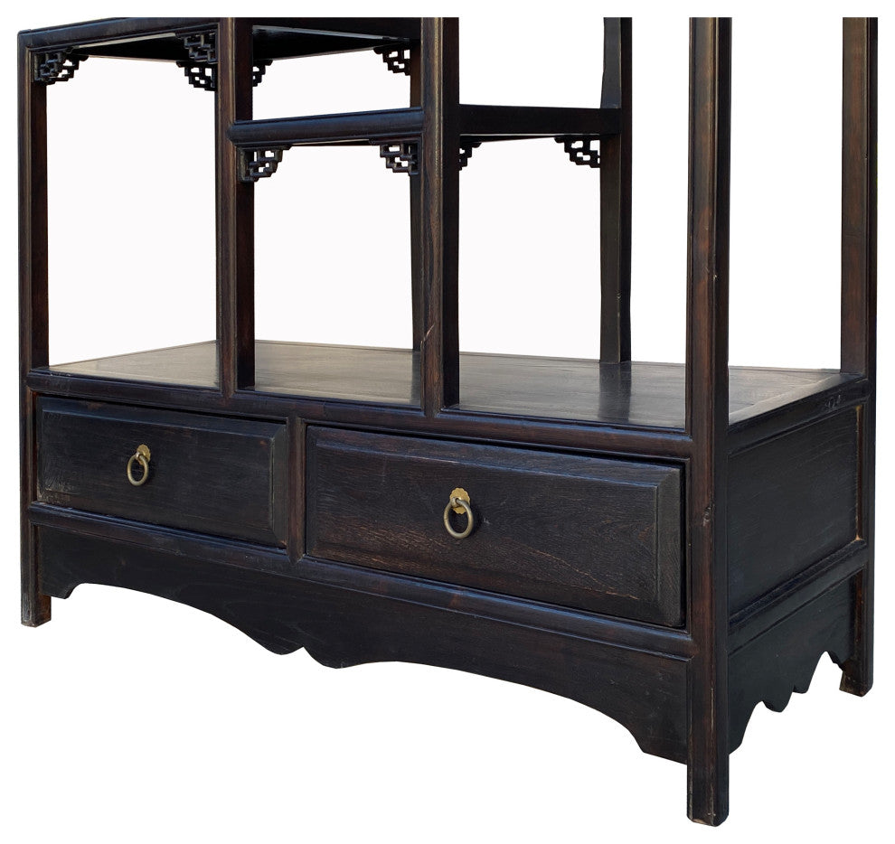 Chinese Brown Stain Treasure Display Curio Cabinet Room Divider Hcs7161