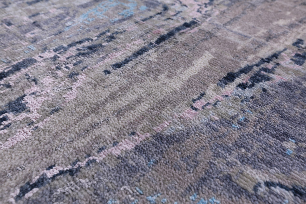 6' 0" X 9' 1" Abstract Handmade Wool and Silk Rug Q8719