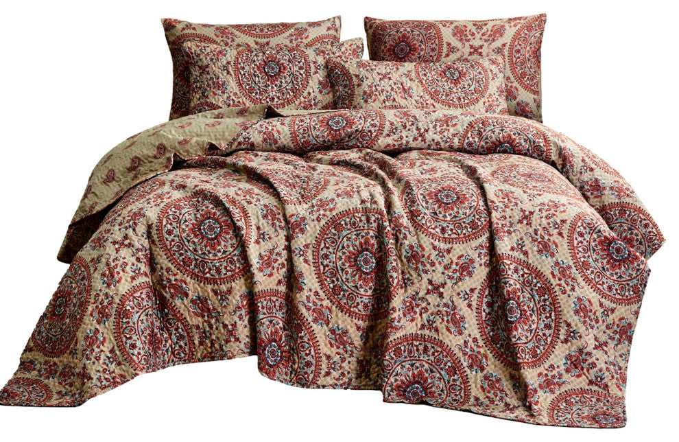 Tache Bohemian Chic Mandala Paisley Quilt Set, Queen