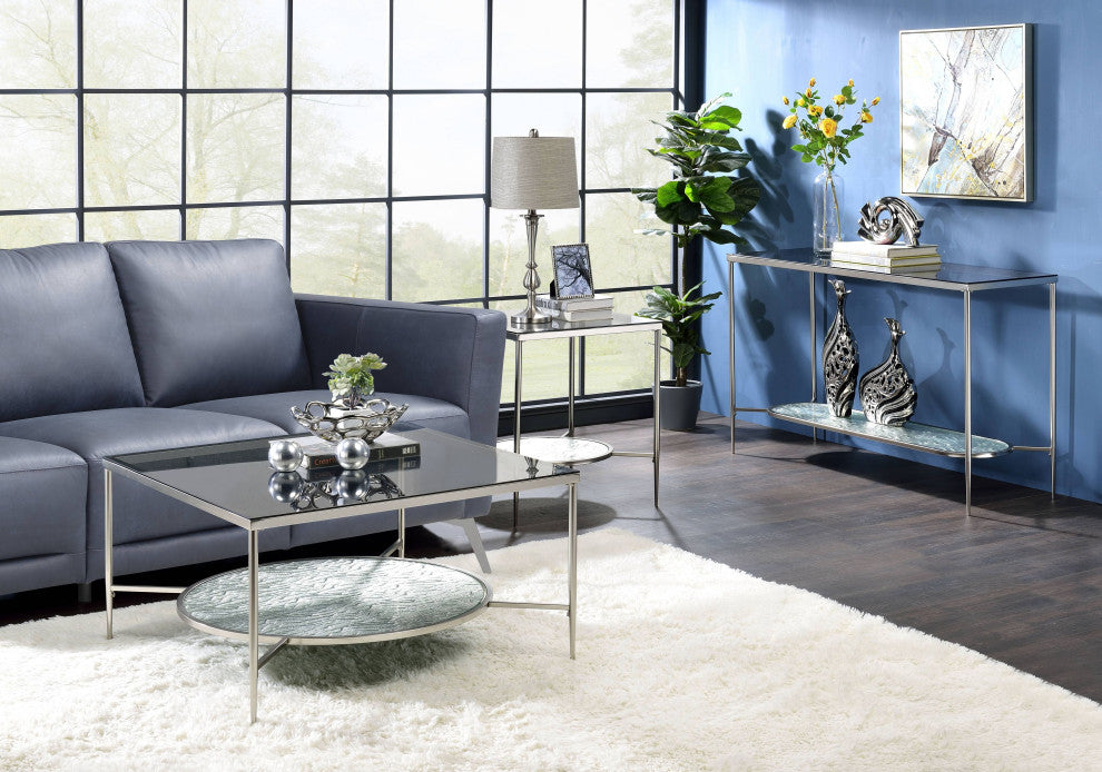Adelrik End Table, Glass and Chrome Finish