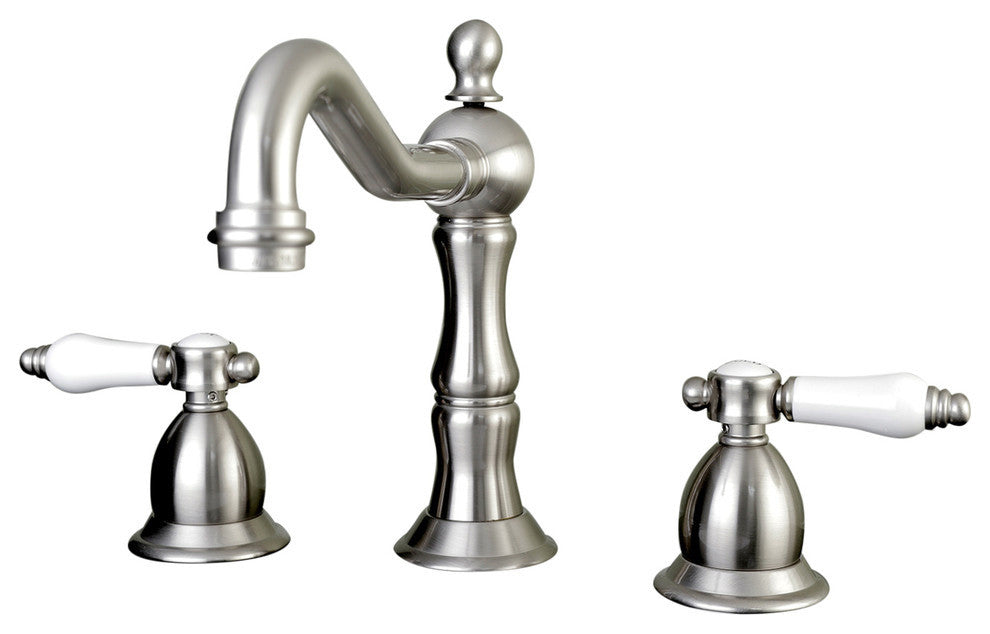 Kingston Brass Widespread Bathroom Faucet With Brass Pop-Up, Brushed Nickel