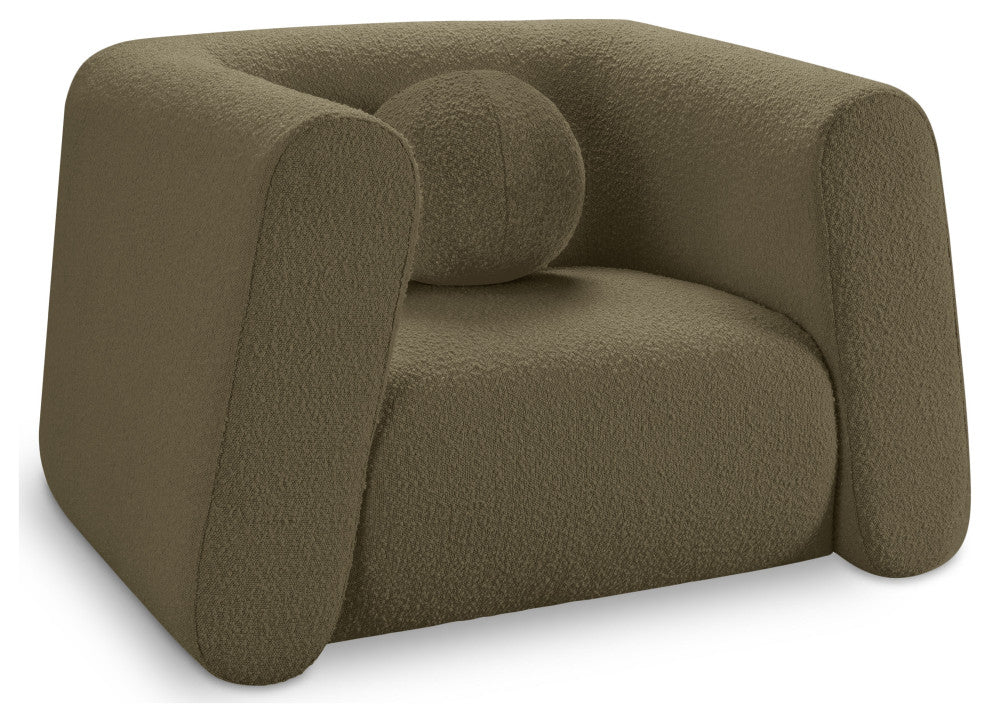 Abbington Boucle Fabric Upholstered Chair, Olive