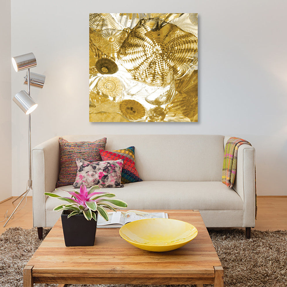 "Underwater Perspective In Gold" by Charlie Carter, Canvas Print, 26"x26"