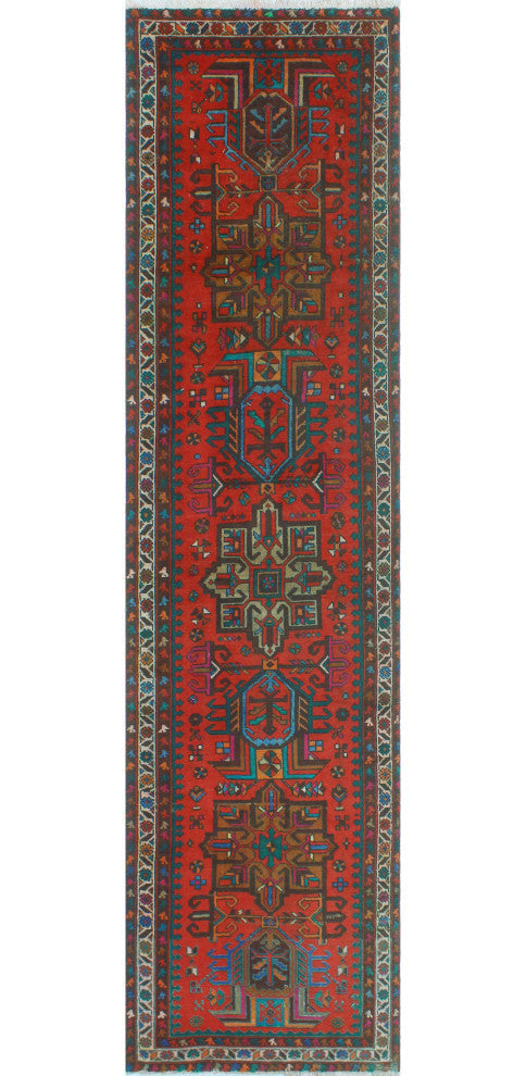 Fine Vintage Distressed Aline Red/Beige Runner, 3'1x12'5