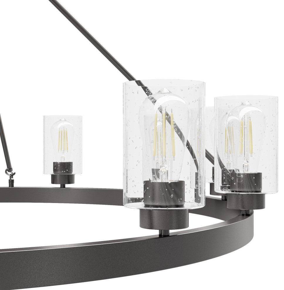 Hartland Noble Bronze With Seeded Glass 12 Light Chandelier Ceiling