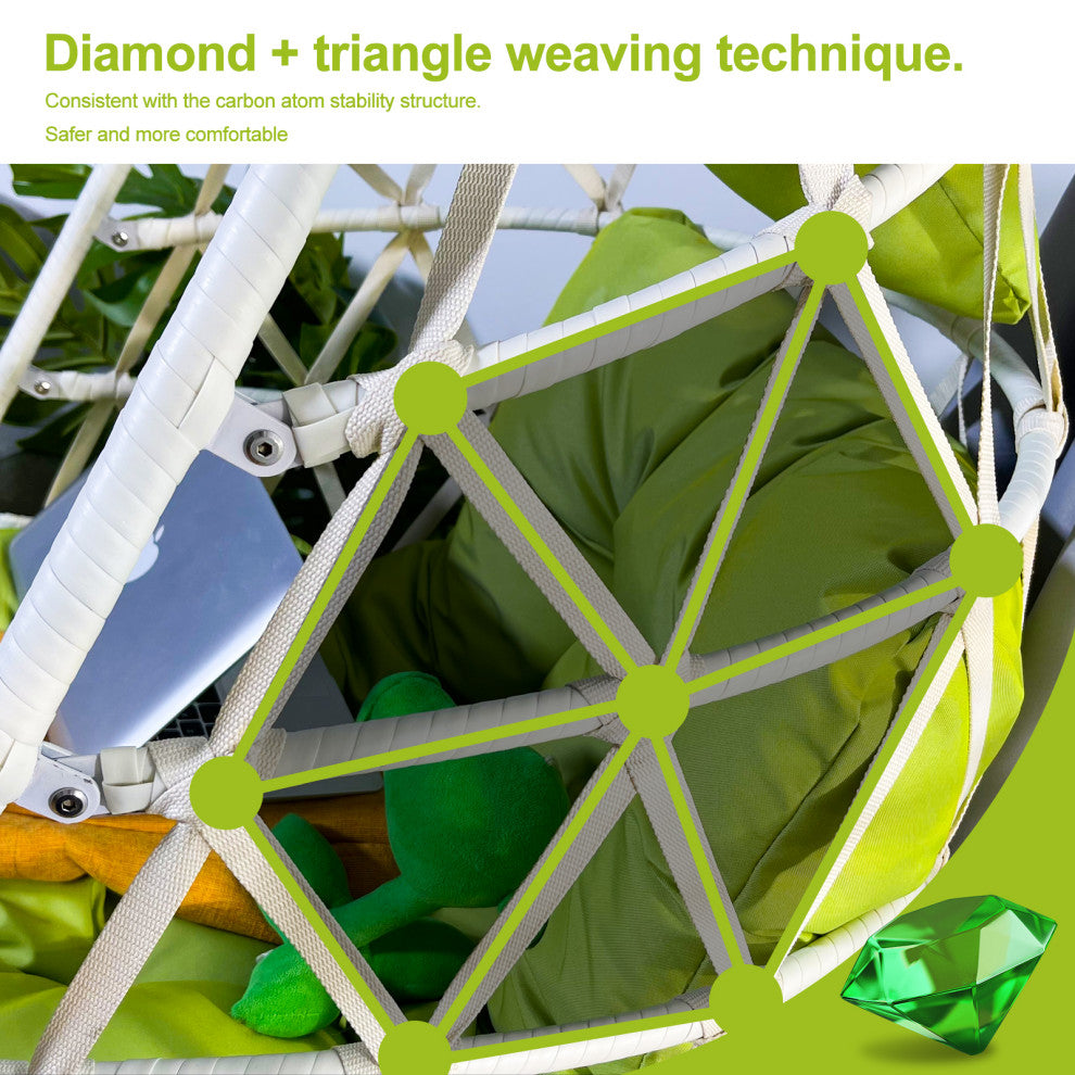 Outdoor Rattan Swing Chair Folding Hanging Egg Chair With Cushion and Pillow