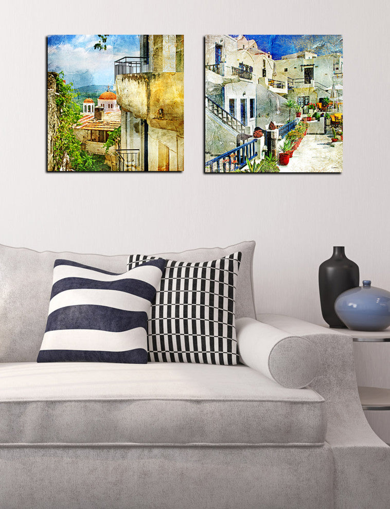 "Santorini II" Tempered Glass Wall Art